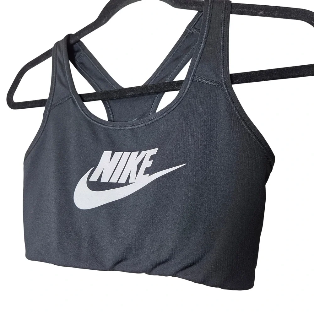 Nike Swoosh Racerback Sports Bra Black with White Check Womens size‎ Medium